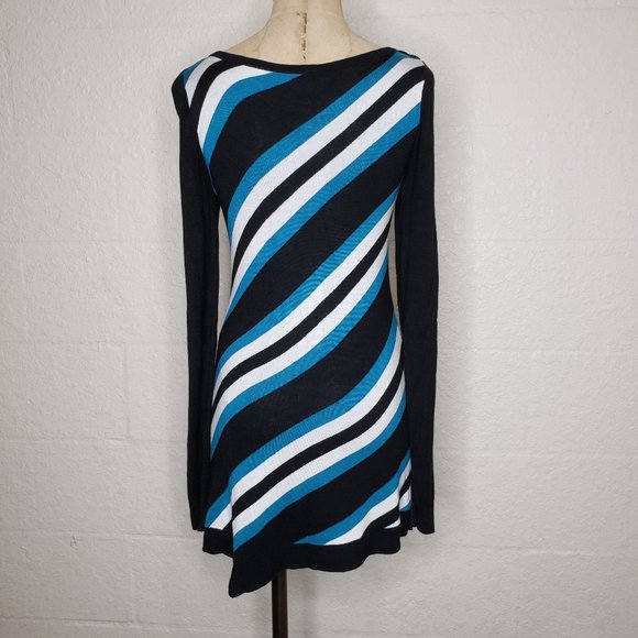WHBM Black and Blue Asymmetric Hem Sweater Dress S - Picture 5 of 16